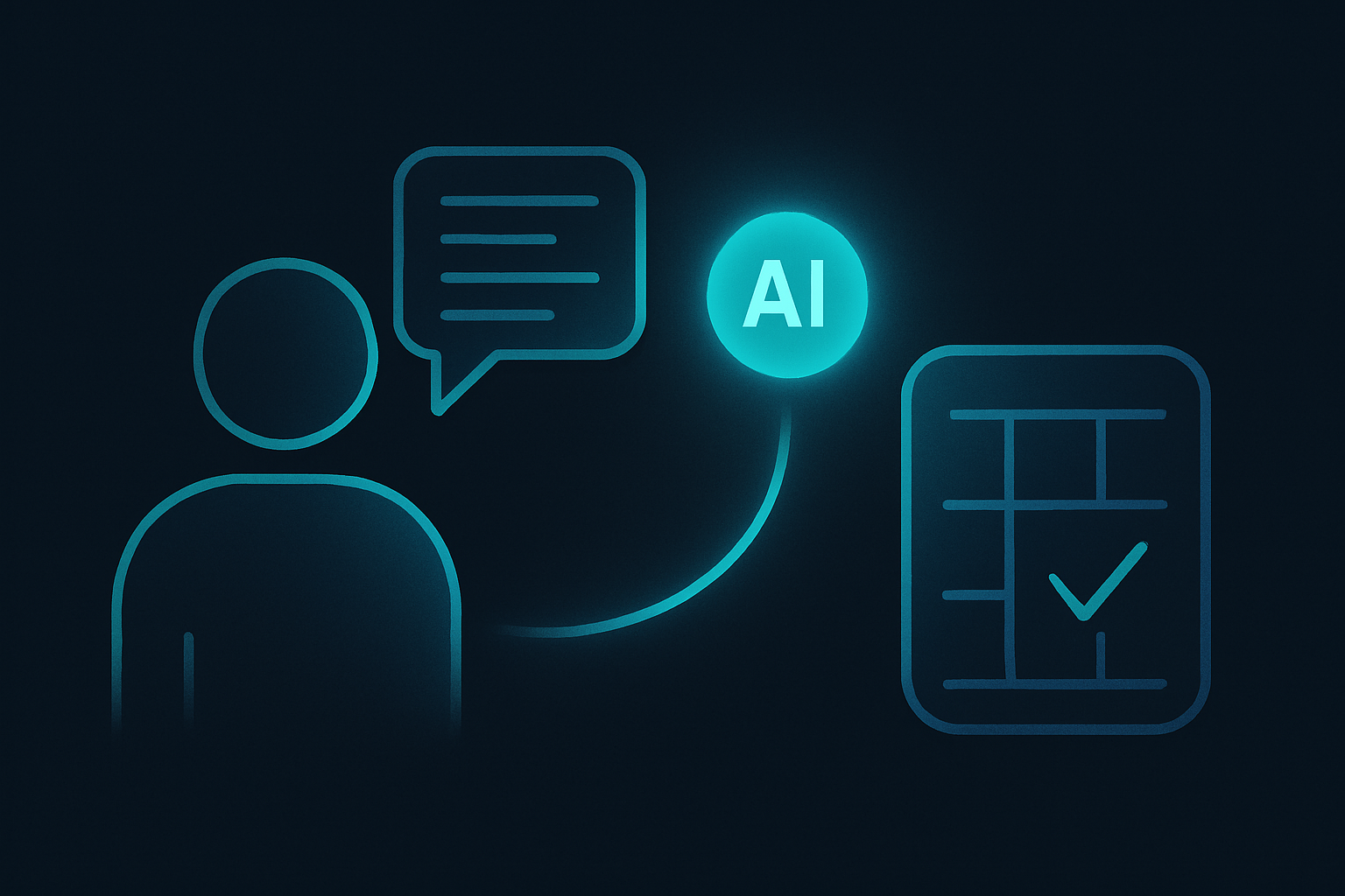 Abstract editorial illustration showing structured conversation data flowing into a scorecard grid